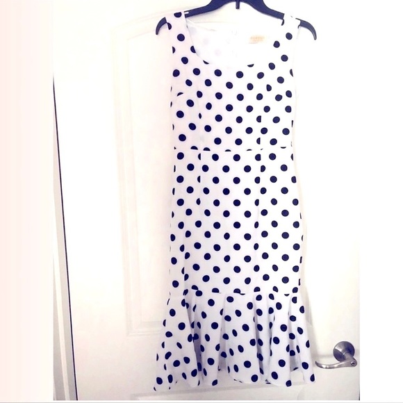 Polka dots mermaid ruffle dress size S/M petite Pretty Woman drop-waist peplum - Picture 15 of 15